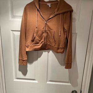 Hippie Rose Brown Zip-Up Hoodie